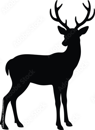 single deer with antlers silhouette