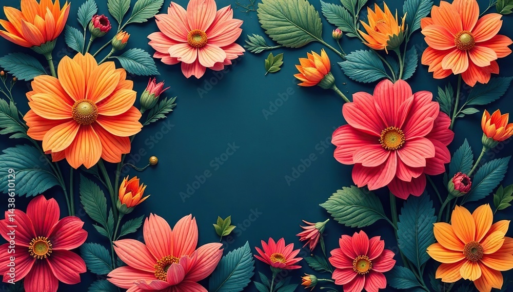 Densely packed stylized flower motif, muted tones, muted, abstract Densely packed stylized flower motif, muted tones, muted, abstract