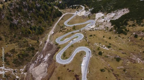 aerial view of a twisted road in the mountains