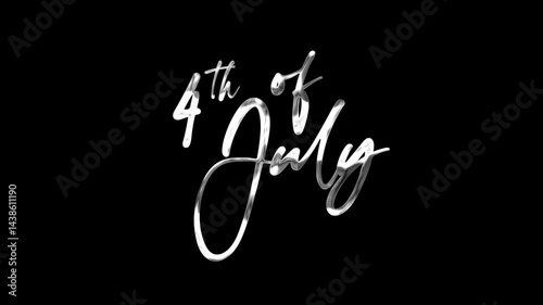 Wallpaper Mural 4th of July text animation in silver, suitable for patriotic holiday designs, Independence Day themed projects, festive celebrations, USA pride. Torontodigital.ca
