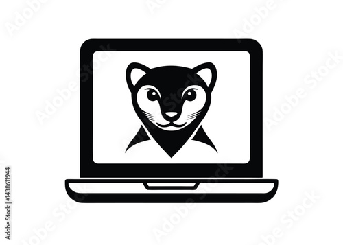 Wallpaper Mural Weasel Head Icon On Vintage Laptop Screen Torontodigital.ca