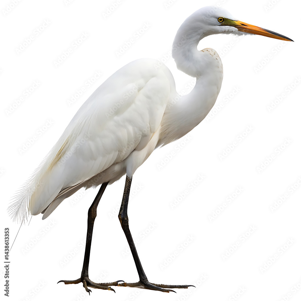 Naklejka premium Great Egret Bird isolated on transparent background