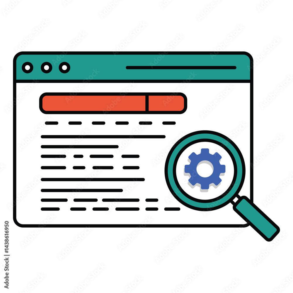 Fototapeta premium Search Optimization Vector Icon Representing Website SEO Audits, Content Enhancement, and Search Visibility Improvement