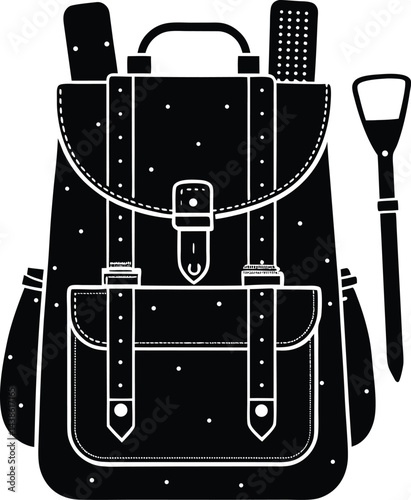 vintage adventurer s backpack and tools