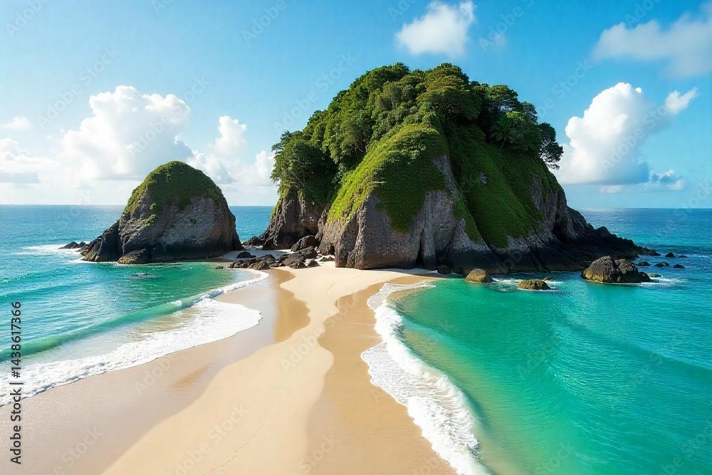 Obraz premium Costa Rica: Punta Catedral - Il tombolo iconico del Parco Nazionale Manuel Antonio