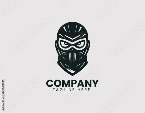 Edgy Balaclava Silhouette Stylish Eye Mouth Opening Vector Logo Design
