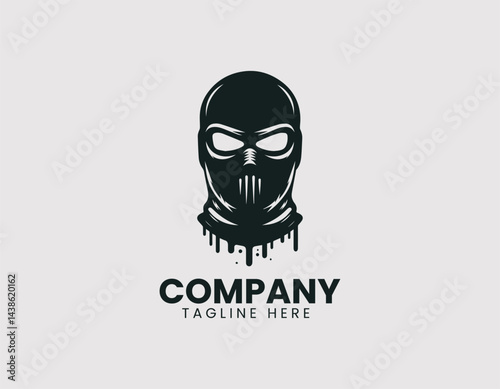 Edgy Balaclava Silhouette Stylish Eye Mouth Opening Vector Logo Design