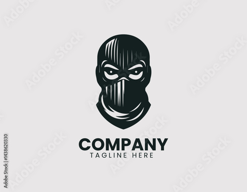 Edgy Balaclava Silhouette Stylish Eye Mouth Opening Vector Logo Design