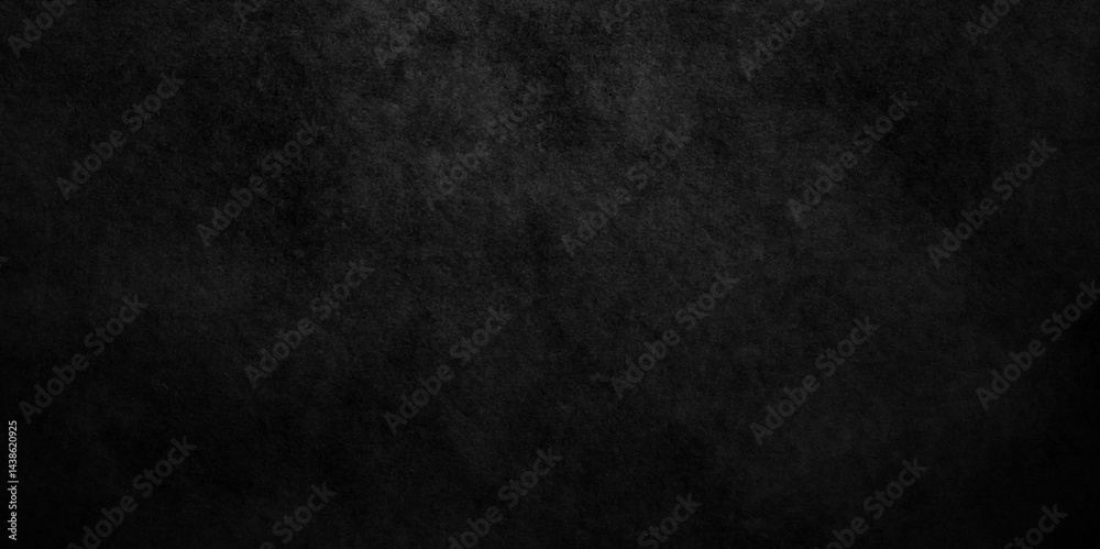 Obraz premium Dark Black background texture, old vintage charcoal black backdrop wall grunge design. Abstract black wall surface, black stucco texture. Black gray satin dark texture luxurious background.