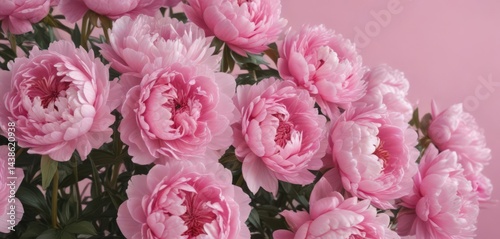 Wallpaper Mural Dense cluster of pink peonies, soft pink backdrop,  delicate,  flower arrangement,  elegant Torontodigital.ca