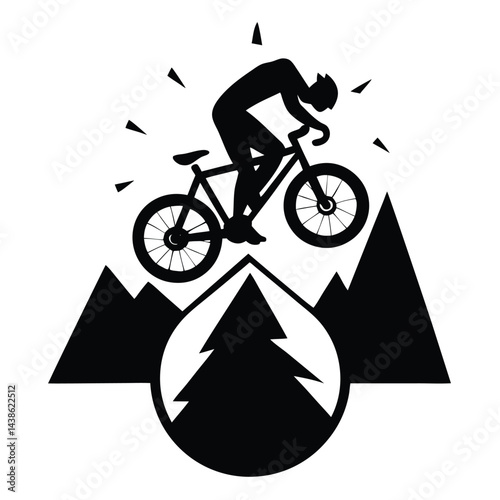 Adventurer Climbing Mountain While Lifting Bike