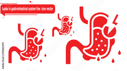 Leaks in gastrointestinal system line  icon vector