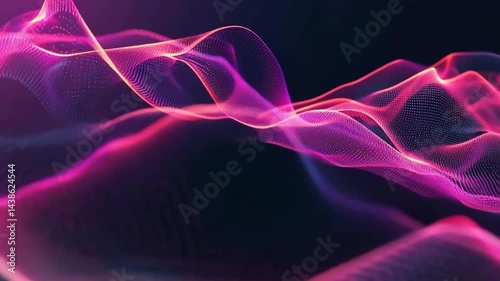 Dynamic Neon Waves Flowing Across a Dark Background in 4K
