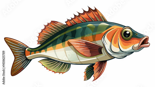 Very beautiful fish seabass Isolated on the white background