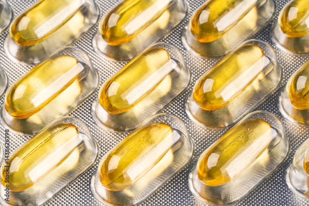 Dietary supplement containing omega 3 fish oil capsules