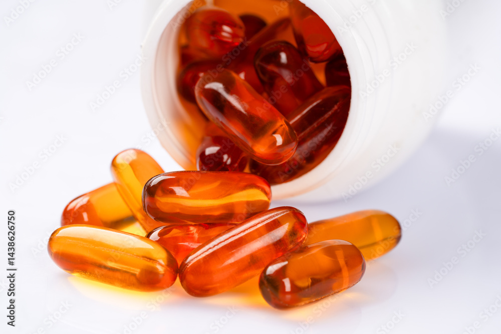 Dietary supplement containing omega 3 fish oil capsules