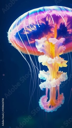 Luminescent Jellyfish Gracefully Floating in Neon Ocean Hues
