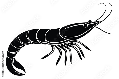 silhouette of a shrimp fish vector.