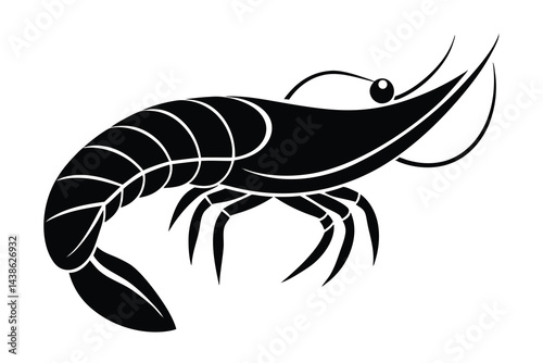 silhouette of a shrimp fish vector.