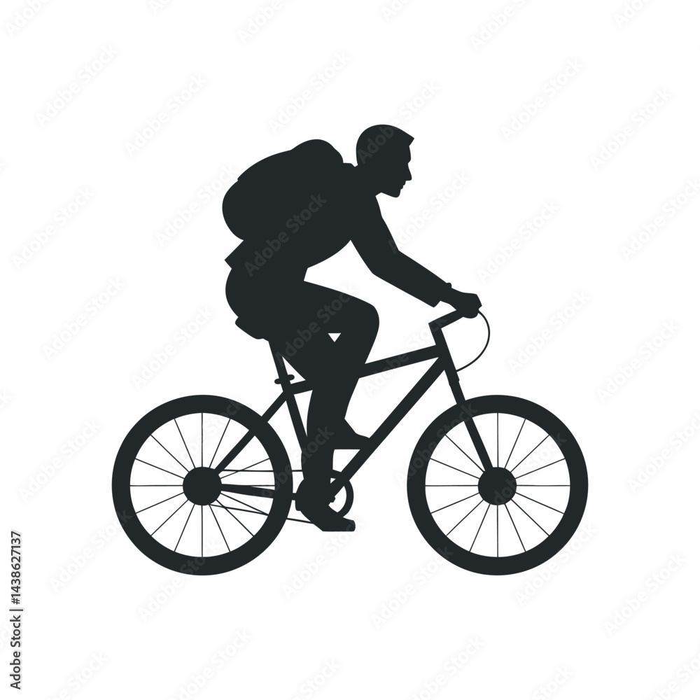 Cyclist Silhouette With Backpack Riding A Bicycle Adventure And Exploration Flat Vector Illustration Design Cyclist Silhouette With Backpack Riding A Bicycle Adventure And Exploration Flat Vector Illustration Design