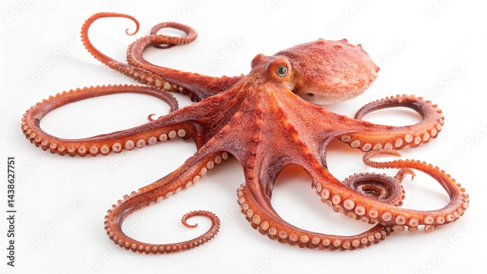 Fresh Red Octopus on White Background Fresh Red Octopus on White Background