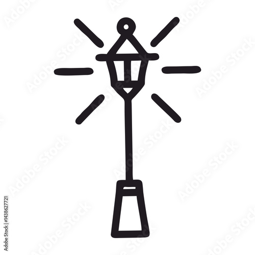 Garden Lamp Outline Vector Illustration

