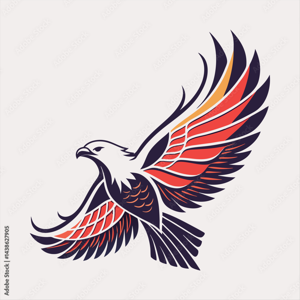 Fototapeta premium Vibrant Gradient Eagle in Flight - Colorful Vector Illustration.