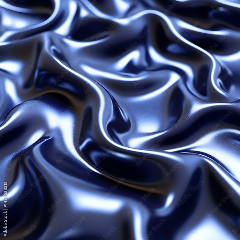 Obraz premium Smooth, dark blue fabric with elegant, flowing folds