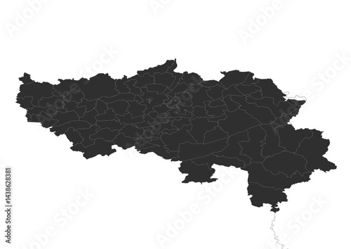 Silhouette map of Liège, Belgium. Simple black shape showing city boundaries. Ideal for infographic, presentation, poster, or editorial use. Fully editable vector illustration.