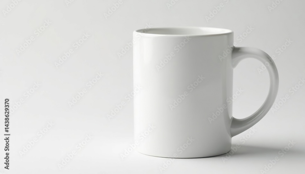Classic white mug, handle visible, clean background, hot beverage, tea, item Classic white mug, handle visible, clean background, hot beverage, tea, item