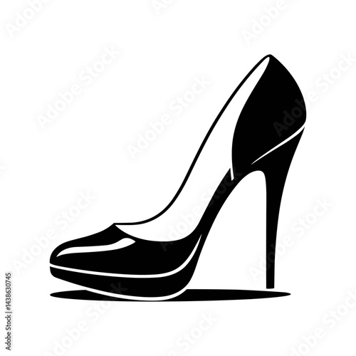 Elegant heel silhouette: A sleek, photorealistic monochrome depiction of a high-heeled shoe, embodying sophistication and style.