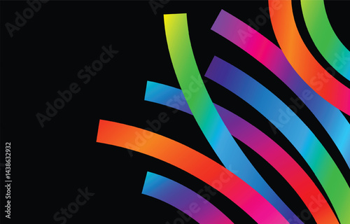 Abstract design with gradient ribbon swirls, 3D depth, and playful wavy shapes for bold modern posters or branding.
