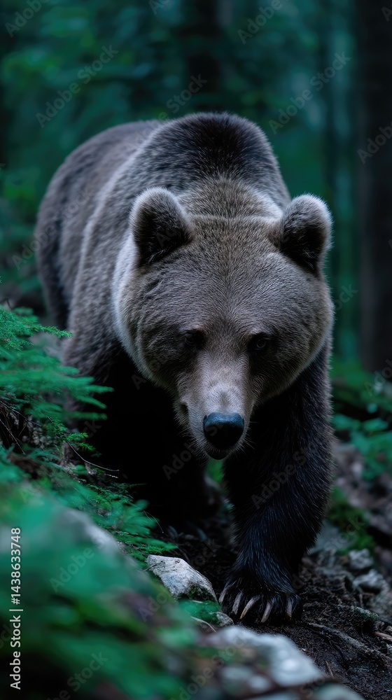 Fototapeta premium Brown bear in forest (1)