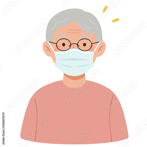 Elderly in medical mask.