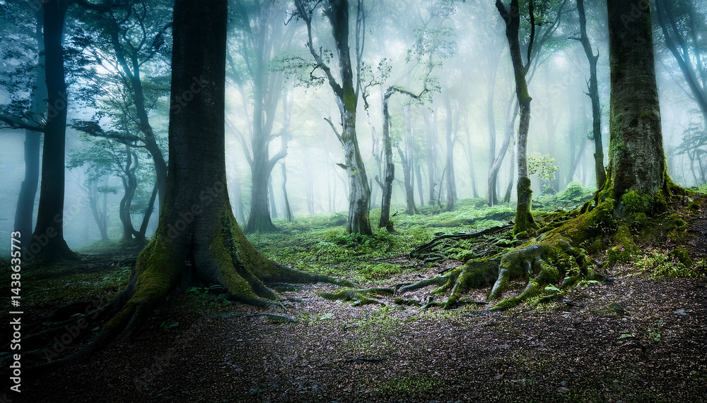 Fototapeta premium dark fantasy forest panorama