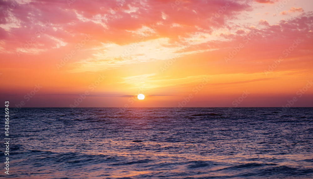 Obraz premium beautiful orange pink sunset over the sea background image