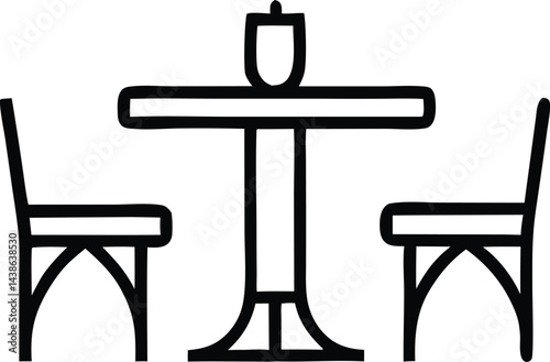 dining table outline icon on white background. furniture icon.