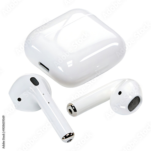 Wireless Earbuds with Charging Case isolated on transparent background