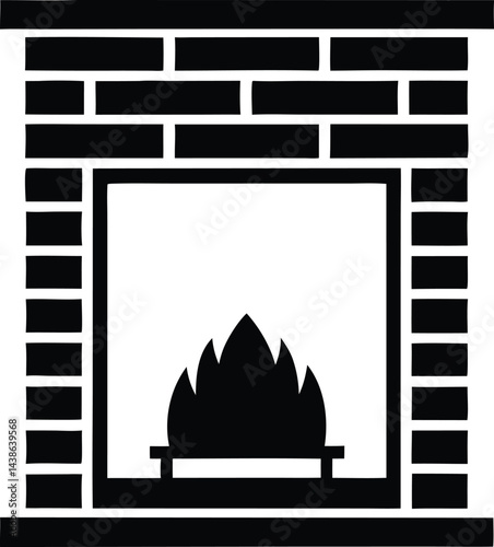 fireplace icon on white background. furniture icon.