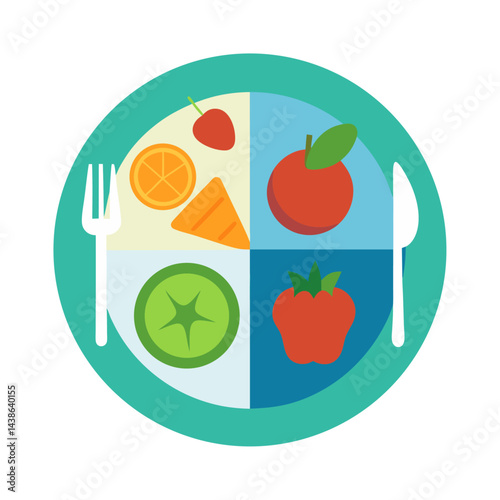 Healthy Food Plate Design on White Background