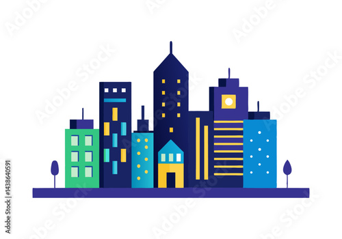 Smart City Night Scene Illustration