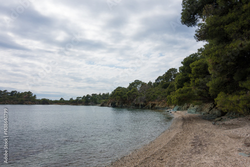 Obraz na płótnie Beautiful scenery by the sea under a cloudy sky in Sithonia, Chalkidiki, Greece w salonie