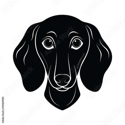 Minimalist black and white dachshund dog head vector illustration design with clean lines