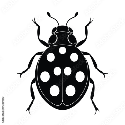 Simple black and white ladybug illustration classic minimalist design perfect for childrens books and nature inspired projects