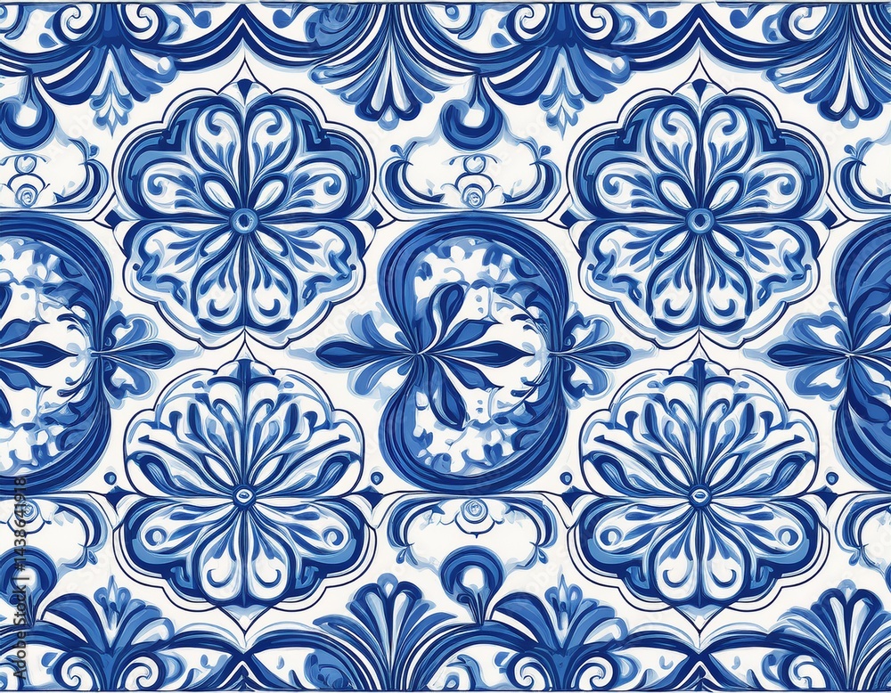 seamless pattern with portuguese tiles illustration of azulejo on white background mediterranean style blue design seamless pattern with portuguese tiles illustration of azulejo on white background mediterranean style blue design