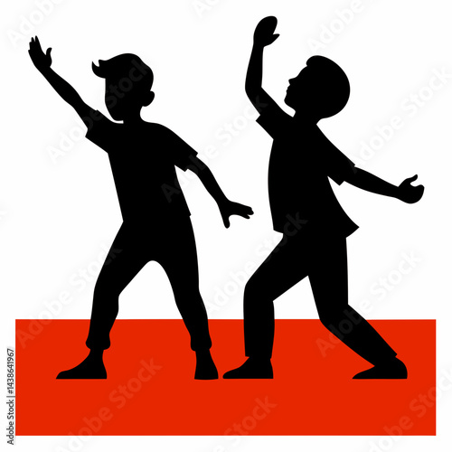 silhouette of a man are dancing  on white background