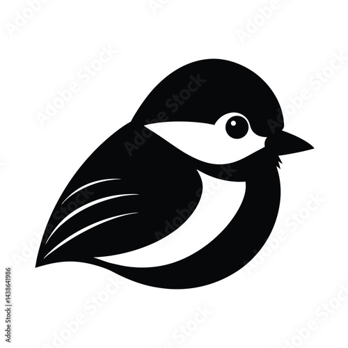 Simple black and white bird illustration cute bird silhouette minimalist bird graphic icon flat design bird image
