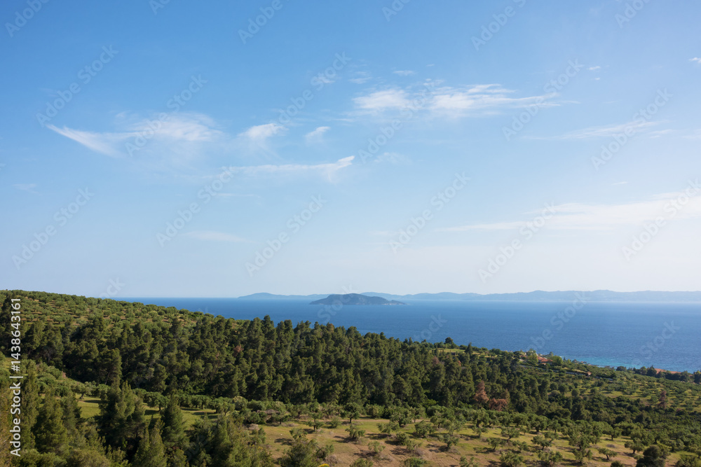 Beautiful scenery by the sea in Sithonia, Chalkidiki, Greece
