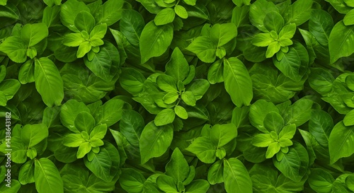 Wallpaper Mural Lush green foliage texture creates a vibrant and organic seamless background. Leaves display fresh growth and natural beauty. Torontodigital.ca