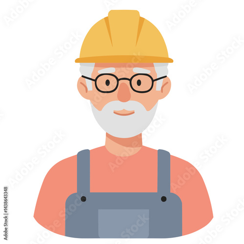 Elderly builder with helmet - seasoned construction worker in safety helmet examining blueprints at construction site with focused expression.